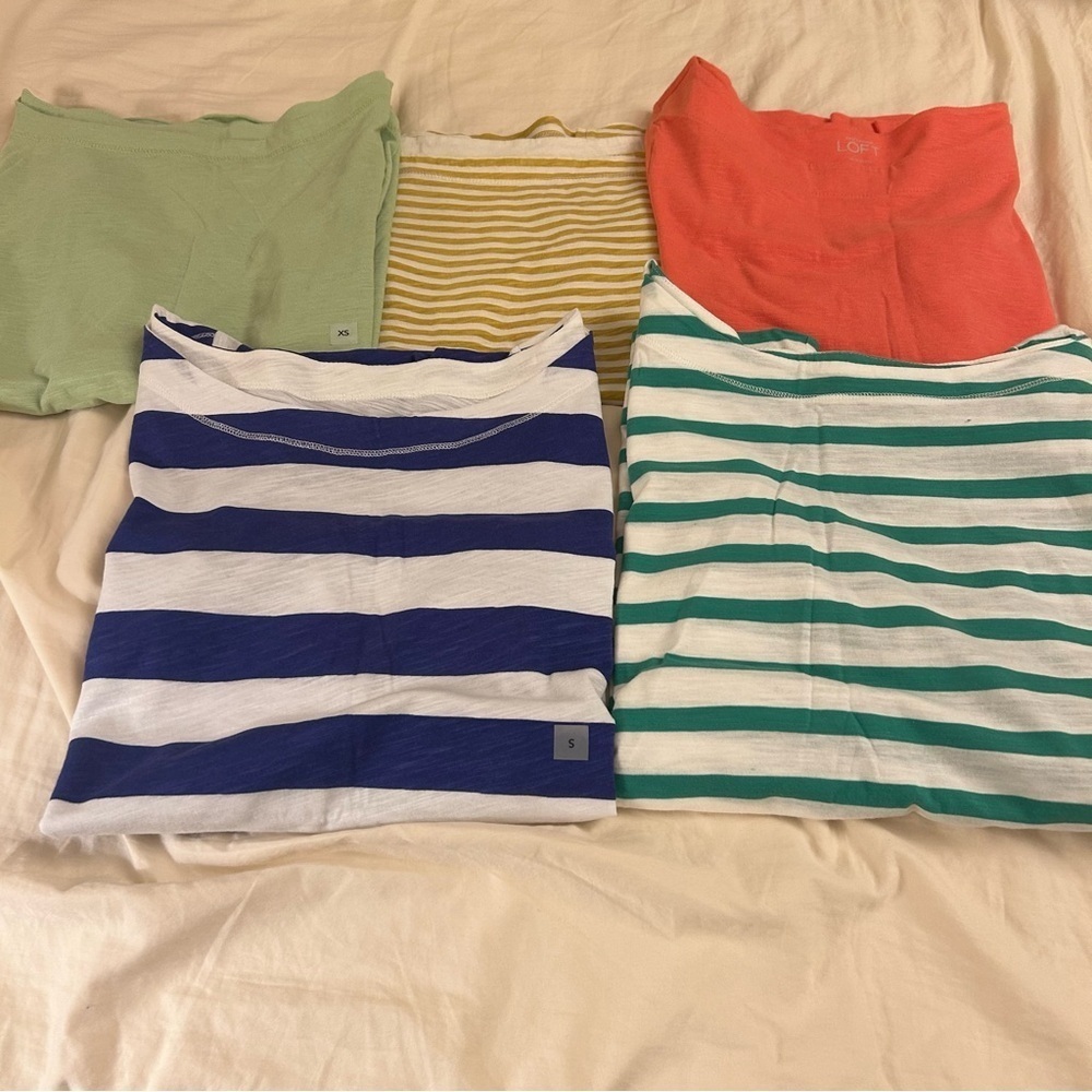 9 pieces of LOFT cotton 3/4 sleeve boat neck T-shirt - Picture 3 of 4